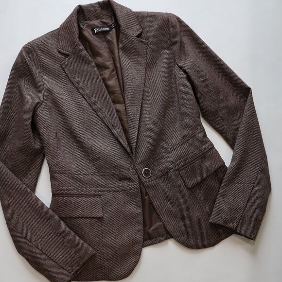 NEW YORK & CO Size 0 Brown Suit Jacket Blazer Career Office - Picture 9 of 10